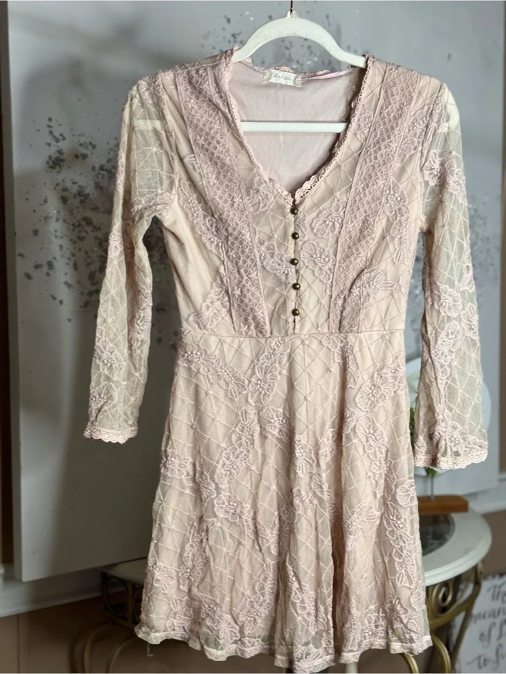 Altar’d State Lace Dress in blush color